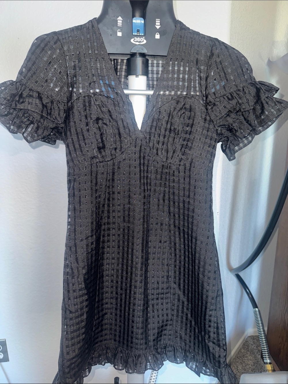 BCBGeneration Black Textured Grid Blouse